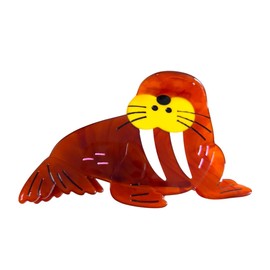 Cute Ocean Walrus Hair Clips,Acetate Hair Clips,Big Claw Clips for Women,Funny Hair Clip,Brown