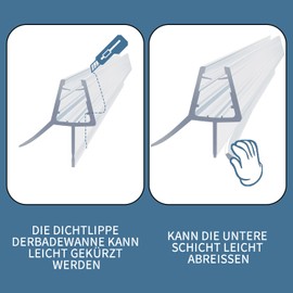 Shower Seal 2 x 100 cm Shower Door Seal Replacement Seal Shower Seals for Shower Doors with Extended Rubber Lips for 4 mm 5 mm 6 mm Glass Doors