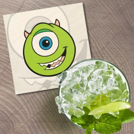 Unbranded Monsters Inc Cartoon Mike Wazowski Face 4'' X 4'' Square Wooden Coaster