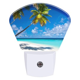 AKKAVNIA Night Light Palms on The Beach Plug-in LED Dusk-to-Dawn Sensor Soft Night Lamp,Suitable for Home Bedroom Bathroom Hallway Stairs