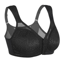 HACI Post-Surgery Everyday Use Workout Bra Front Closure(Black,38D)