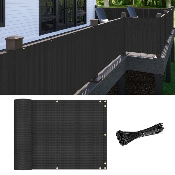Patio Balcony Privacy Screen Black, 2.5' x 5' Screen Mesh