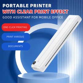 ciciglow Portable Wireless Printer, Wireless Thermal Printer Inkless Printing A4 Printer with APP for Home School White Type C Charging Support US Letter