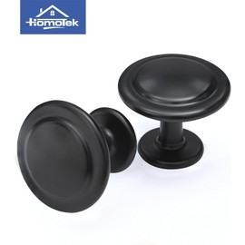 HOMOTEK 25 Pack Cabinet Knobs Drawer Pulls Zinc Stepped Round Dresser Handles,Kitchen,Cupboard, Bathroom, Wardrobe, Cabinet Hardware,Black