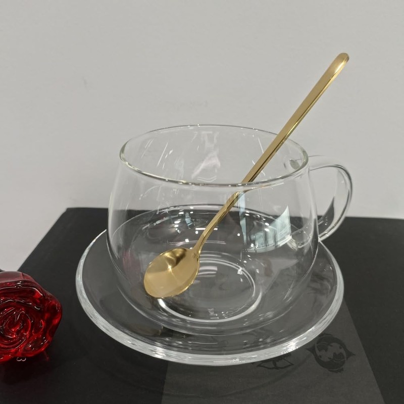 RYHMHA Coffee Cup and Saucer Set, 11.8 oz Large Capacity
