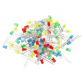 PATIKIL 3mm Light Emitting Diodes, 100 Pcs LED Diodes 1.8-3V Light Emitting Diodes Lamps for Science,DIY, Light Lamps, 5 Colors
