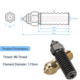 TMYPN 10 boquillas de latón M6 para impresora 3D K1, K1 Max, CR-M4, Ender 3 V3 KE, CR-10 SE (boquillas de acero endurecido * 10)