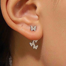 Yheakne Boho Butterfly Ear Jacket Earrings Silver Butterfly Drop Earrings Vintage Butterfly Stud Earrings Multiple Butterfly Earrings Jewelry for Women