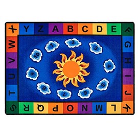Carpets for Kids 9401 Sunny Day Learn & Play Literacy Classroom Seating Rug 4ft 5in x 5ft 10in Rectangle Blue