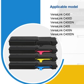 C400 C405 Extra High Capacity Toner Cartridge Compatible for 106R03512 106R03513 106R03514 106R03515 Replacement for Xerox VersaLink C400D C400DN C405N C405DN Printer 4 Pack Black Cyan Magenta Yellow