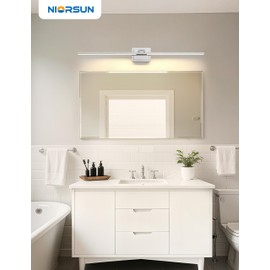 NIORSUN 46.5 Inch Modern Bathroom Light Fixture, 40W 5CCT Dimmable LED Chrome Bathroom Vanity Lights Over Mirror, Vanity Lights for Bathrooms Restroom Mirror