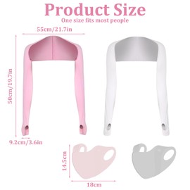 ExcellaElite 2pcs Sleeves for Under Dresses, Uv Protection Shawl Arm Sleeves, Shrugs for Women to Cover Arms with Mask*2 for Women's Golf Driving and Outdoor Sports (Pink/White)