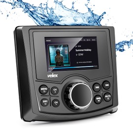 Marine Stereo, Audio Video Player FM/AM with Bluetooth Streaming, for Yacht, Boat, UTV, ATV, Spa, Golf Cart