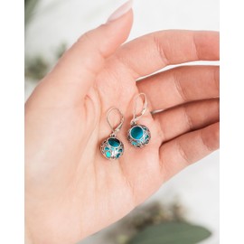 Handmade Recycled Vintage Mason Jar and Sterling Silver Vintage Lace Lever Back Earrings