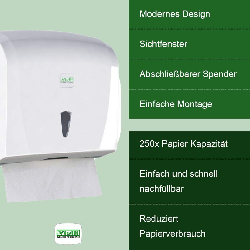 Vialli Paper Towel Dispenser for ZZ and Layered Folded Paper