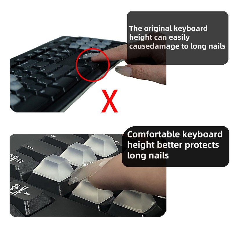80Pcs DIY Keyboard Keycaps, Nail Shaped Keyboard Stickers Clear Silicone