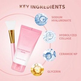 Collagen Night Mask,Korean Collagen Overnight Peel Off Facial Mask,Deep Hydration,Hydrolyzed Collage-n Face Mask,Boosts Elasticity,Reduces Sagging & Dullness,Skin Care For teenage Girls