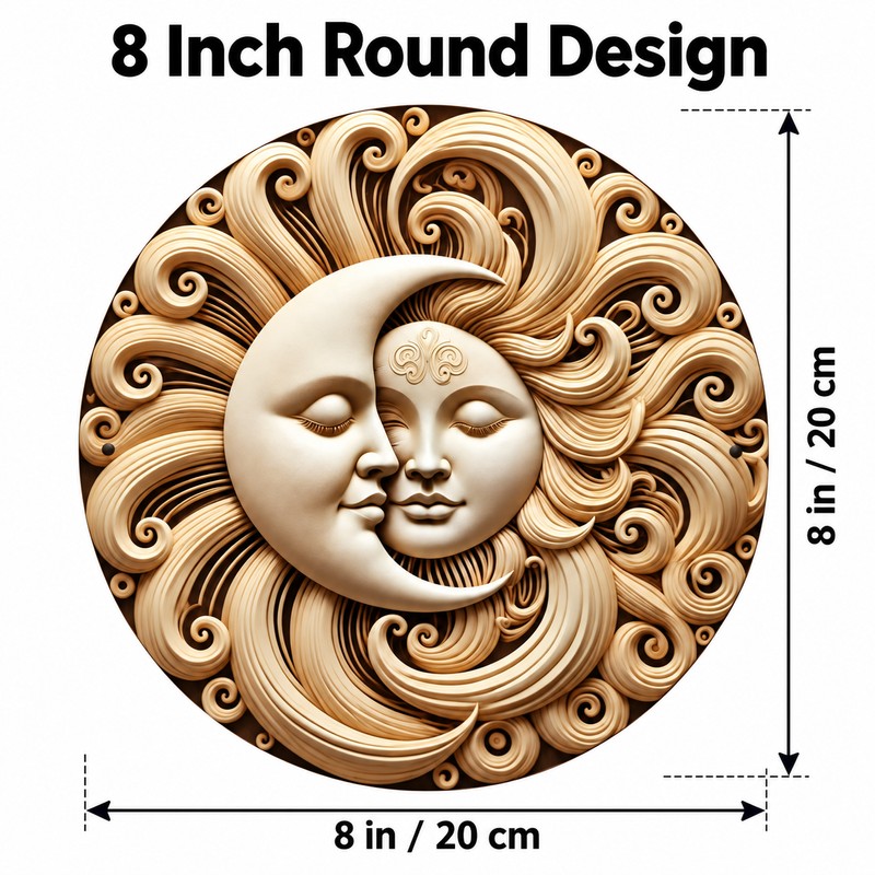 Round Sun and Moon Wall Sign – Waterproof Aluminum Garden