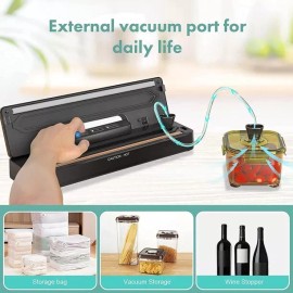Slaouwo 2 in 1 Vacuum Sealer Machine Meal Food Saver System Preservation W/ 2 Roll Bag