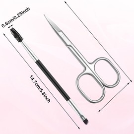2 PCS Augenbrauen Trimmer Schere Edelstahl Augenbrauenschere und Augenbrauenbürste Augenbrauenpflegeset für Frauen Männer Präzisionsspitzen Trimmen Multifunktional