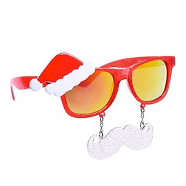 Sun-Staches Santa Claus w/Mustache Sunglasses, Christmas Holiday Instant Costume Party Favor Shades UV, Red, White