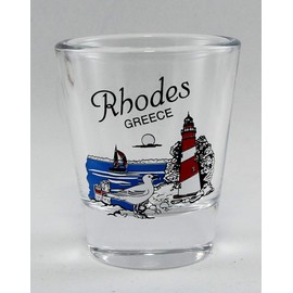 Rhodes Greece Lighthouse Scene Shot Glass