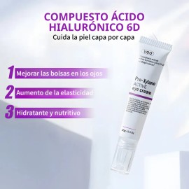 VGO Crema Contorno De Ojos Anti-Ojeras y Bolsas Antiarrugas Hidratante Pro-Xylane Ácido Hialurónico 6D Hidratante VGO