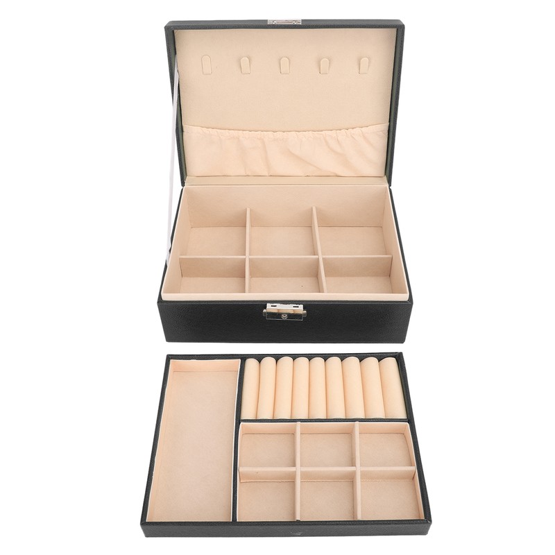 Double Layer Jewelry Box Soft PU Leather Jewelry Storage Organizer