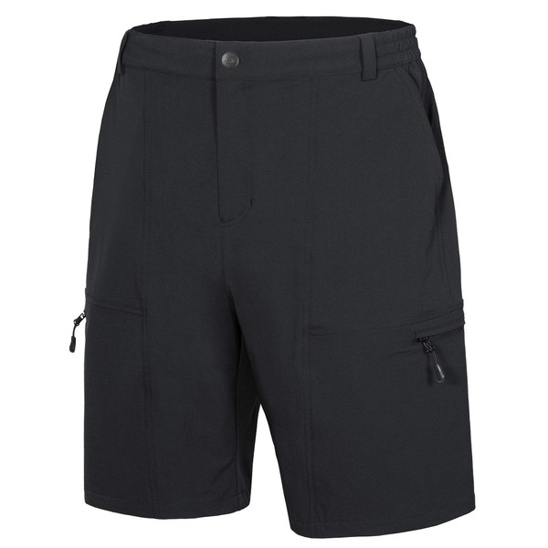 Libin Men's Outdoor Hiking Shorts Lightweight Quick Dry Stretch Cargo Shorts Travel Fishing Golf Tactical Shorts, Black L