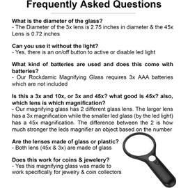 CARYWON Lupa de Mano con Luz LED, Lupa con Luz LED para Leer, Magnifica de 3X y 45x, Lupa de Cristal con Luz LED para niños, Personas Mayores, Lectura, inspección, Monedas, Joyas