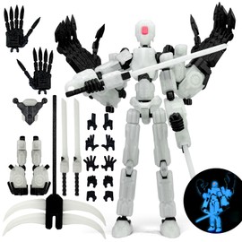 8Inch T13 Action Figure Assembly Completed,3D Printed Multi-Jointed Movable Toy Nova 13 Action Figures Desktop Decorations for Game Lovers Toy (Luminous Blue)