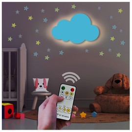 BAZENTI Cloud Lights - Nursery Decor Cloud Lamp, Rechargeable Baby Lamps with Remote, Hanging Lamp for Nursery, Kids Night Light with Timer & Touch Control (Blue)