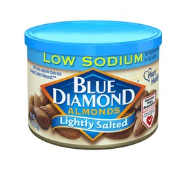 Blue Diamond Almonds Low Sodium Lightly Salted Snack Nuts, 6 Oz Resealable Cans (Pack of 6)