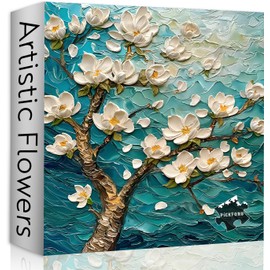 Flower Puzzle Puzzles for Adults 1000 Pieces, Hard Plant Floral Art Jigsaw Puzzles. Vintage Flower Painting Puzzle Almond Blossom