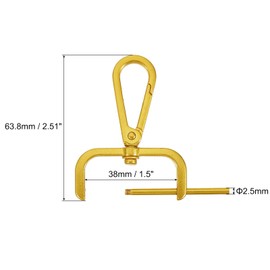 uxcell 4Pcs Swivel Clasps Hook, 38mm(1.5 Inch) D Ring Detachable Snap Hook Metal Lobster Claw Clasp Hook with Screwdriver for Purse Making Keychain, Retro Gold