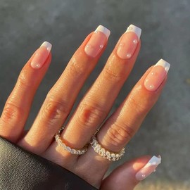 Uñas Postizas Cuadradas De Cobertura Total, De Acrílico, De Colores, Para Mujeres Y Niñas, 96 Unidades Consejos En Francés 01 24 Unidades (Paquete De 