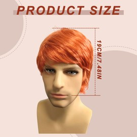 UILYNIU Mens Wig Ginger Wig Men's Short Wig Boyband Wig Fancy Dress Wig Punk Wig Rock Star Wig Orange Wig for Men 60s 70s 80s Costume Accessories for Party Music Punk Carnival (Orange)
