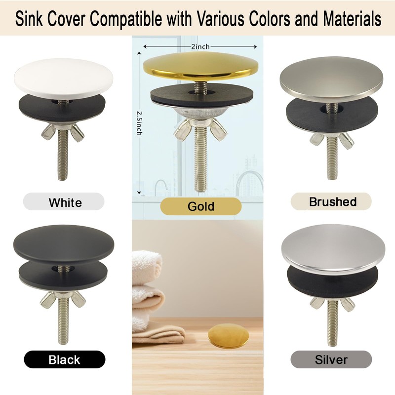 XNTONG - Sink Hole Cover, Sink Overflow Cap, Solid Brass