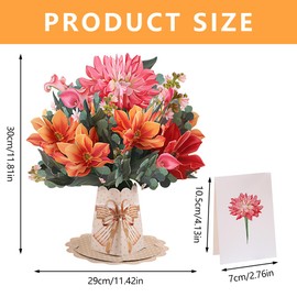 Pop Up Paper Flowers Greeting Card, 3D Flower Bouquet Greeting Cards, Pop Up Birthday Cards for Mum, Sister, Daughter, Wife, Mother's Day, Teachers' Day, Valentine's Day (Peonies)