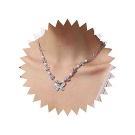 TseenYi Punk Pearl Butterfly Pendant Necklace Silver Beaded Pearl Necklace Butterfly Link Choker Necklace Large Butterfly Pearl Beadeds Necklace Jewelry for Women and Girls Gifts