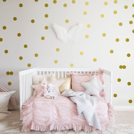 Gold Dots Wall Decals (200 Dots/2 Inch), Posh Polka Dots Wall Sticker for Kids Baby Girls Living Room Bedroom Playroom（10 Sheets)