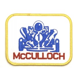 Retro McCulloch Go Kart Racing Iron Sew On Patch Retro Vintage Style Hat Cap