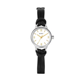 BUREI Mini Women Watches Analogue Quartz Watch Elegant Minimalist Waterproof Wrist Watch with White Dial Analogue Display and Black Strap