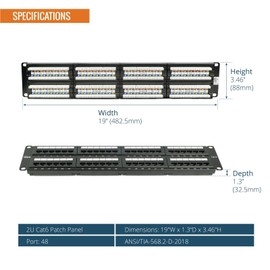 Tecmojo 48 Port Patch Panel,Cat 6 Patch Panel,2U Patch Panel,Network Patch Panel for Network Switch,Unshielded Patch Panel for 19 inch Rack Mount equipments,10G Support,UL Listed