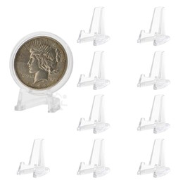 OnFireGuy Clear Display Stand Easel for Holder Coin Capsules Challenge Medals Casino Chips, 10 Pack