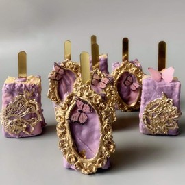 ACFENG - Palitos de paleta de acrílico reutilizables para tartas, mini (2.7 pulgadas), para fiestas, festivales, hogar, juego de 30 unidades (espejo dorado)