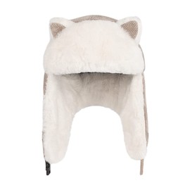 Kids Bomber Russian Hat Faux Fur Trooper Hat Winter Warm Trapper Hats Corduroy Aviator Hat Ushanka Cossack Hat Cap Ear Flap Bomber Hats Windproof Cycling Snow Ski Hat Face Protector for Boys Girls