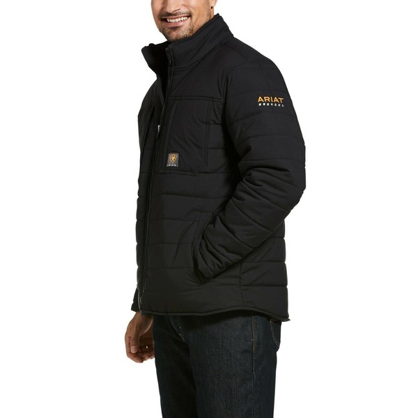 ARIAT Mens Rebar Valiant Ripstop Insulated Jacket Coat, Black, Large