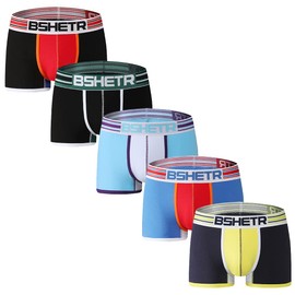 BSHETR Men's Cotton Boxer Shorts Trunks - Comfortable and Breathable Sports Underwear (L, BT035(5pack))