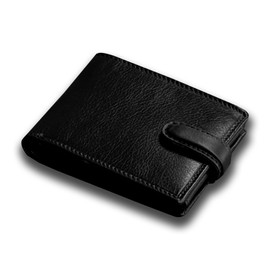 TOPSUM LONDON Mens RFID Blocking Genuine Leather Passcase Wallet with Coin Pocket 4014 (Black)